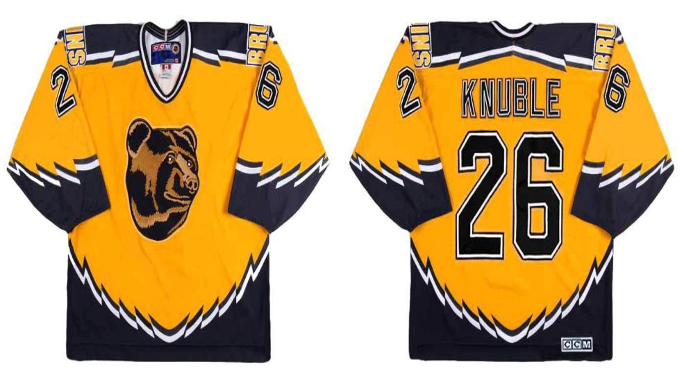 2019 Men Boston Bruins #26 Knuble Yellow CCM NHL jerseys